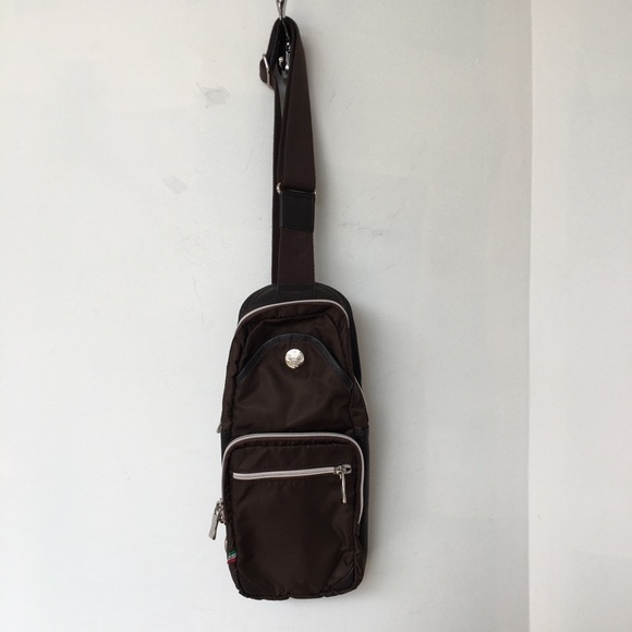 Orobianco Sling Shoulder Bag Rectangle Brown Lots of pockets 6" x 14" Crossbody - Picture 7 of 10
